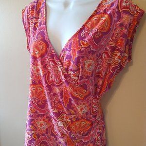 Women's Chaps blouse paisley size PL, vibrant colors excellent condition